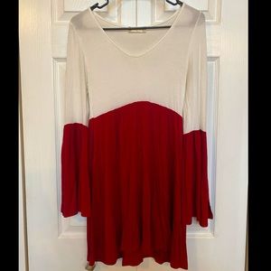 Altar’d State small, long sleeve dress. Red and white.